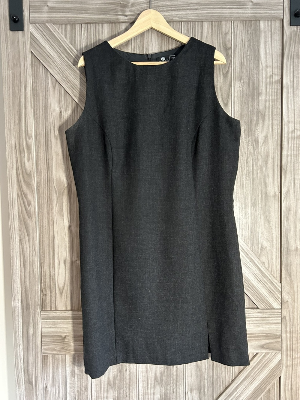 Nygrd Collection Grey Wool Sleeveless Shift Dress Core Career Workwear Sz 14
